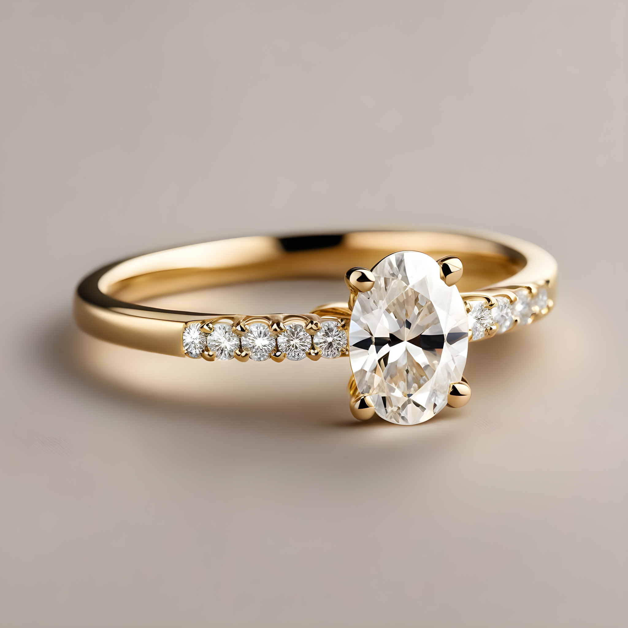 -ultra-high-quality--classic-look--front-look--white-background--a-yellow-gold-ring-with-really-thin-band--one-centered-oval-diamond--on-hand--full-hand-display-